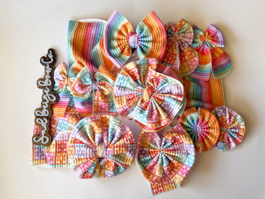 Muted rainbow/flower checkered