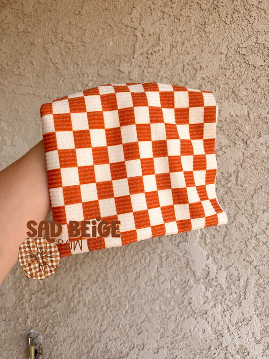 Orange & Ivory Checkered Waved