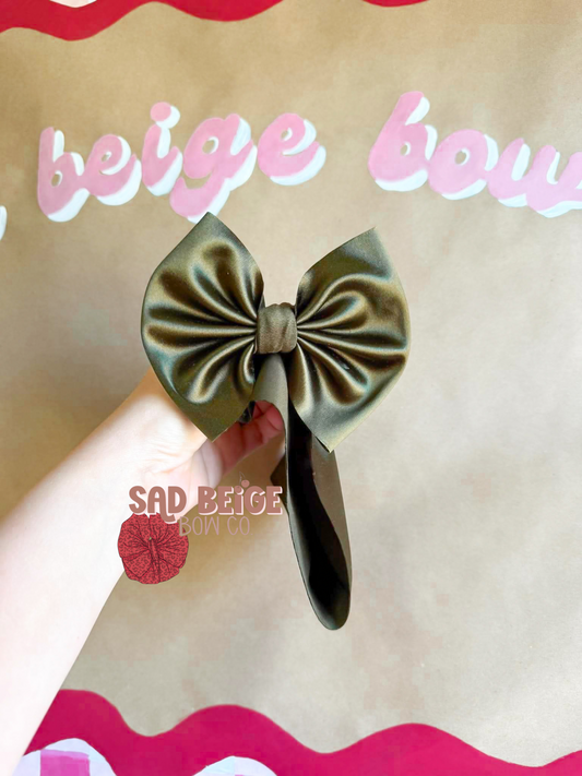 Olive green satin